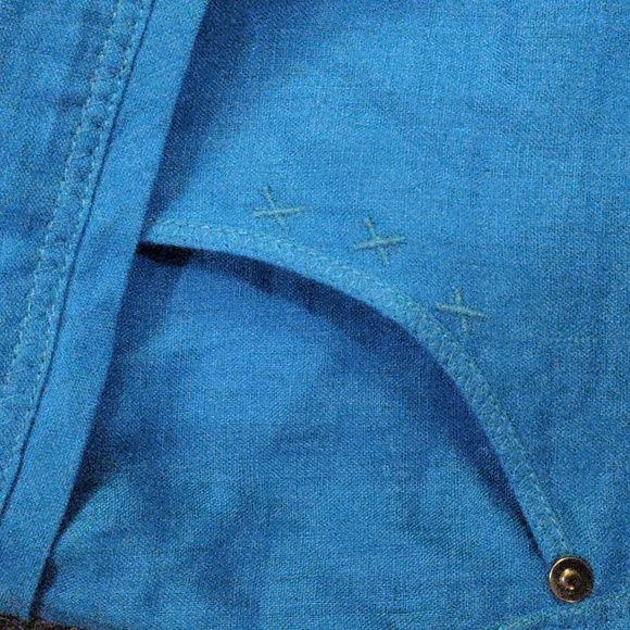 3/4 length linen pants in Royal Blue, by Ecru. Size Large - Picture 4 of 4